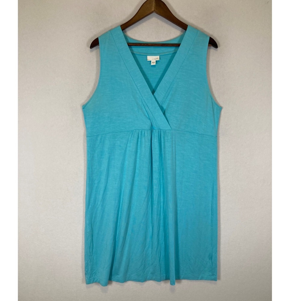 Coastal J. Jill Women Large Turquoise Blue Surplice V-Neck Sleeveless‎ Tunic Top